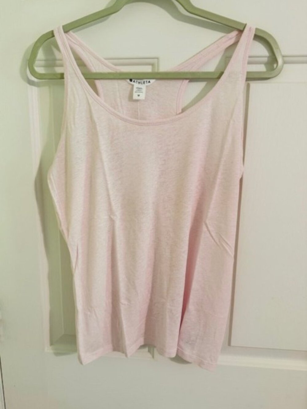 Athleta Getaway Linen Blend Tank Shell Pink Size M NWT